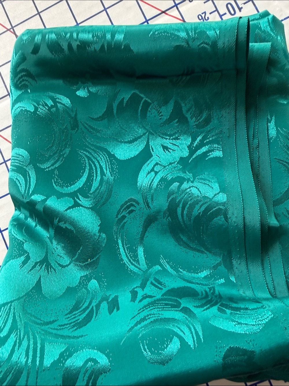 Teal Floral Jacquard Satin Fabric 2 Yards x 44” Shimmer Formal Dress Sewing